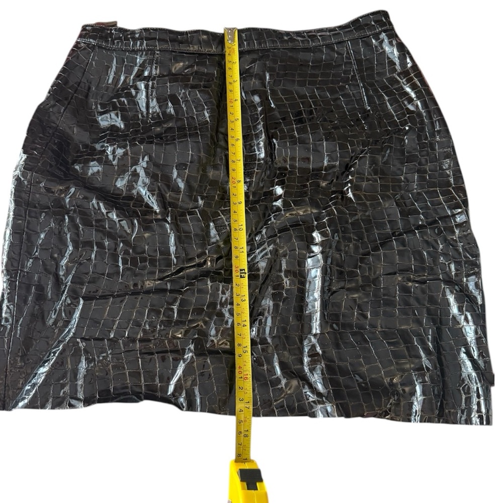 Escada Vintage Patent Leather Luxe Crocodile Brown Mini Skirt